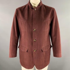 LORO PIANA Size XL Burgundy Cotton Zip Up Jacket