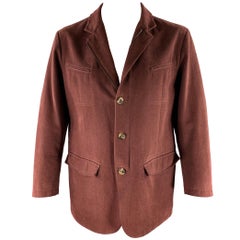 LORO PIANA Size XL Burgundy Cotton Zip Up Jacket