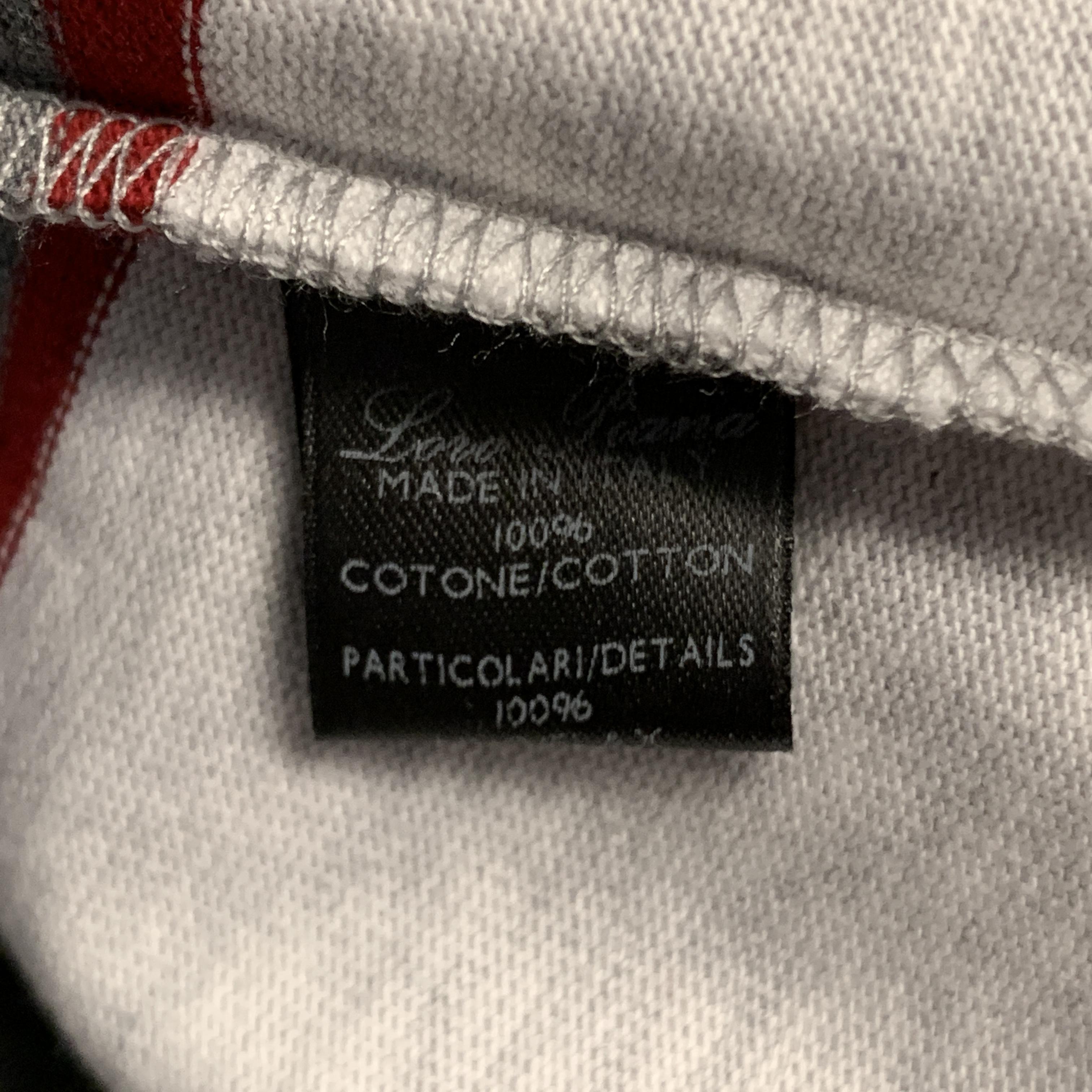 Men's LORO PIANA Size XL Grey Stripe Cotton Half Buttoned Long Sleeve POLO