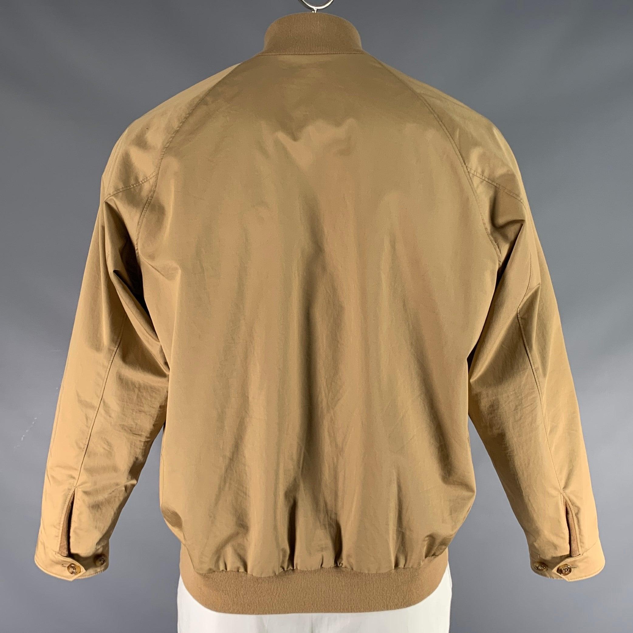 LORO PIANA Talla XL Chaqueta caqui de algodón sólido con botones Marrón en venta