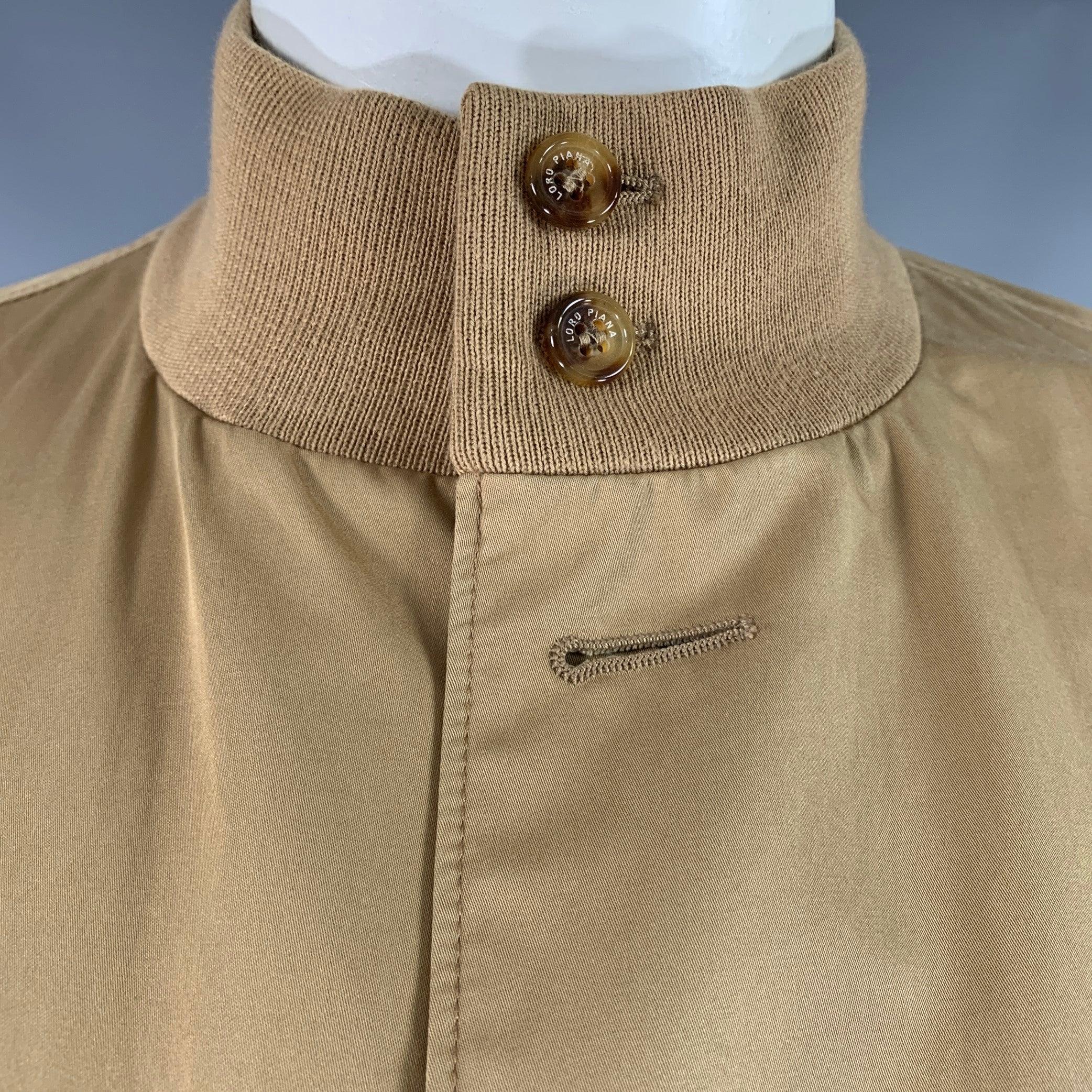 LORO PIANA Talla XL Chaqueta caqui de algodón sólido con botones en Bueno estado para la venta en San Francisco, CA