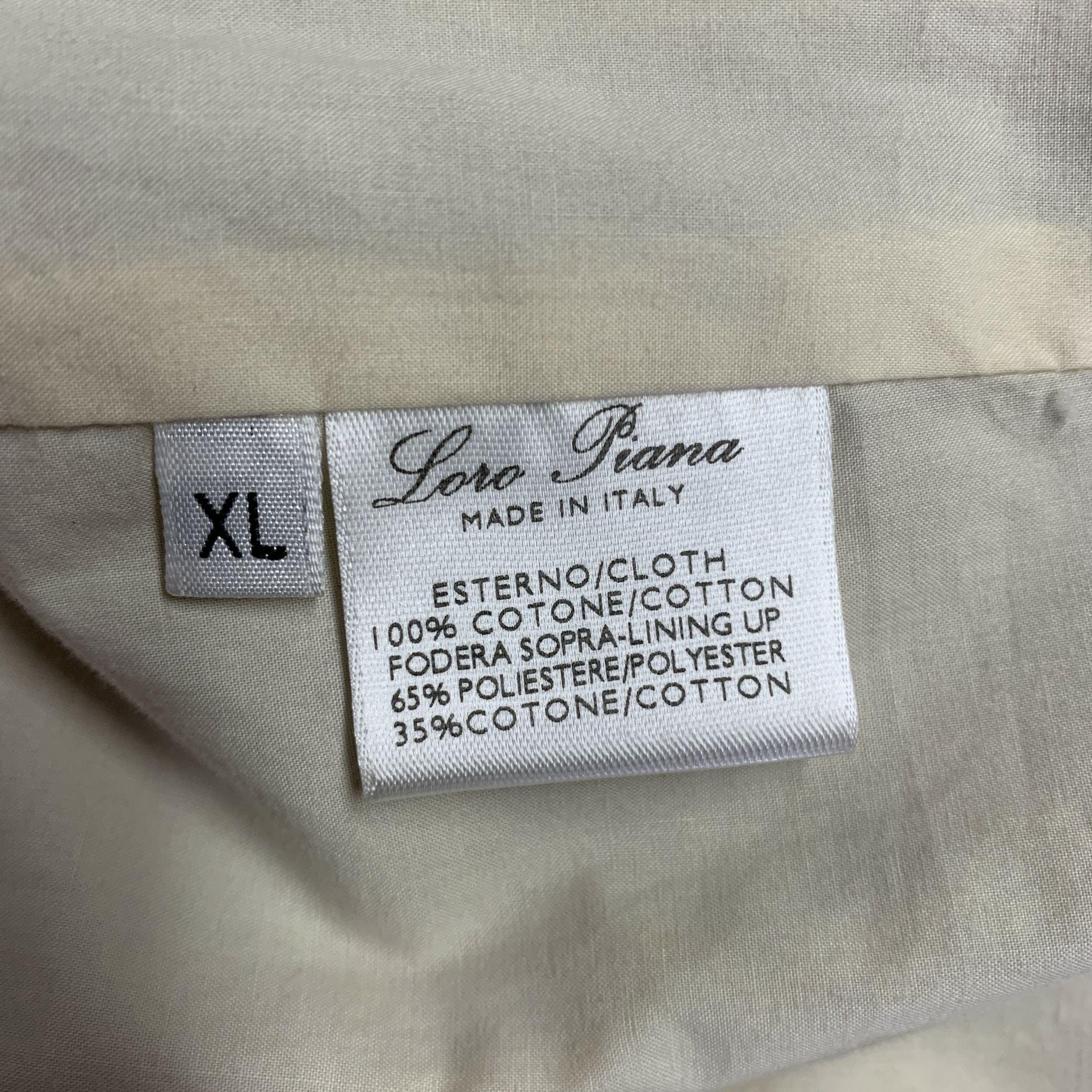 LORO PIANA Talla XL Chaqueta caqui de algodón sólido con botones en venta 1