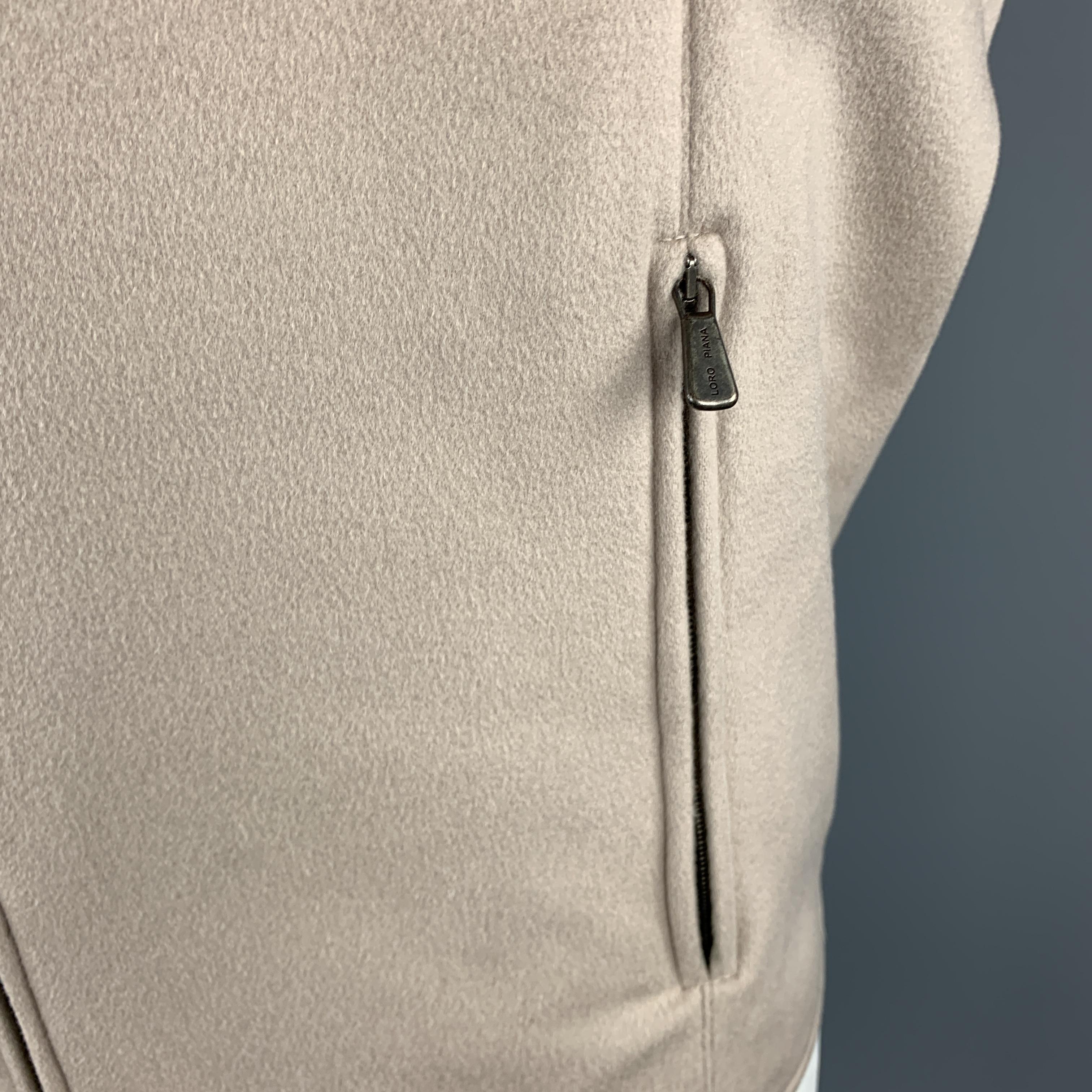Men's LORO PIANA Size XL Oatmeal Beige Cashmere Zip Up Storm System Vest