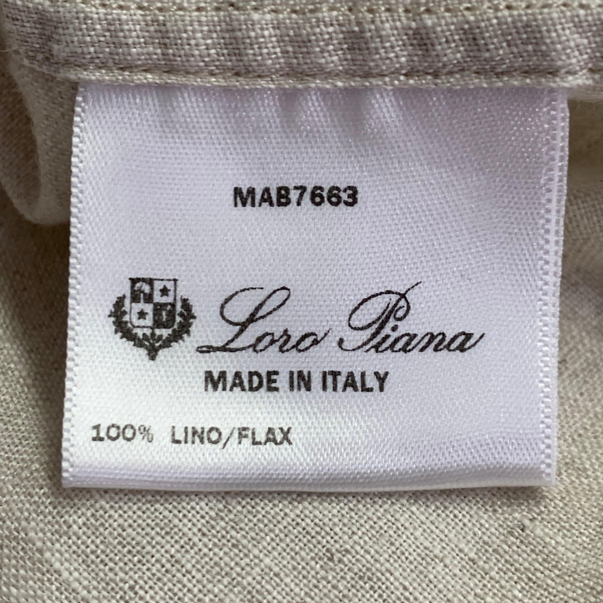 LORO PIANA Größe XXL Beige Leinen Langarmhemd mit einer Tasche und entspannter Passform im Angebot 1