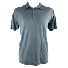 LORO PIANA Size XXXL Blue Cotton Short Sleeve Polo