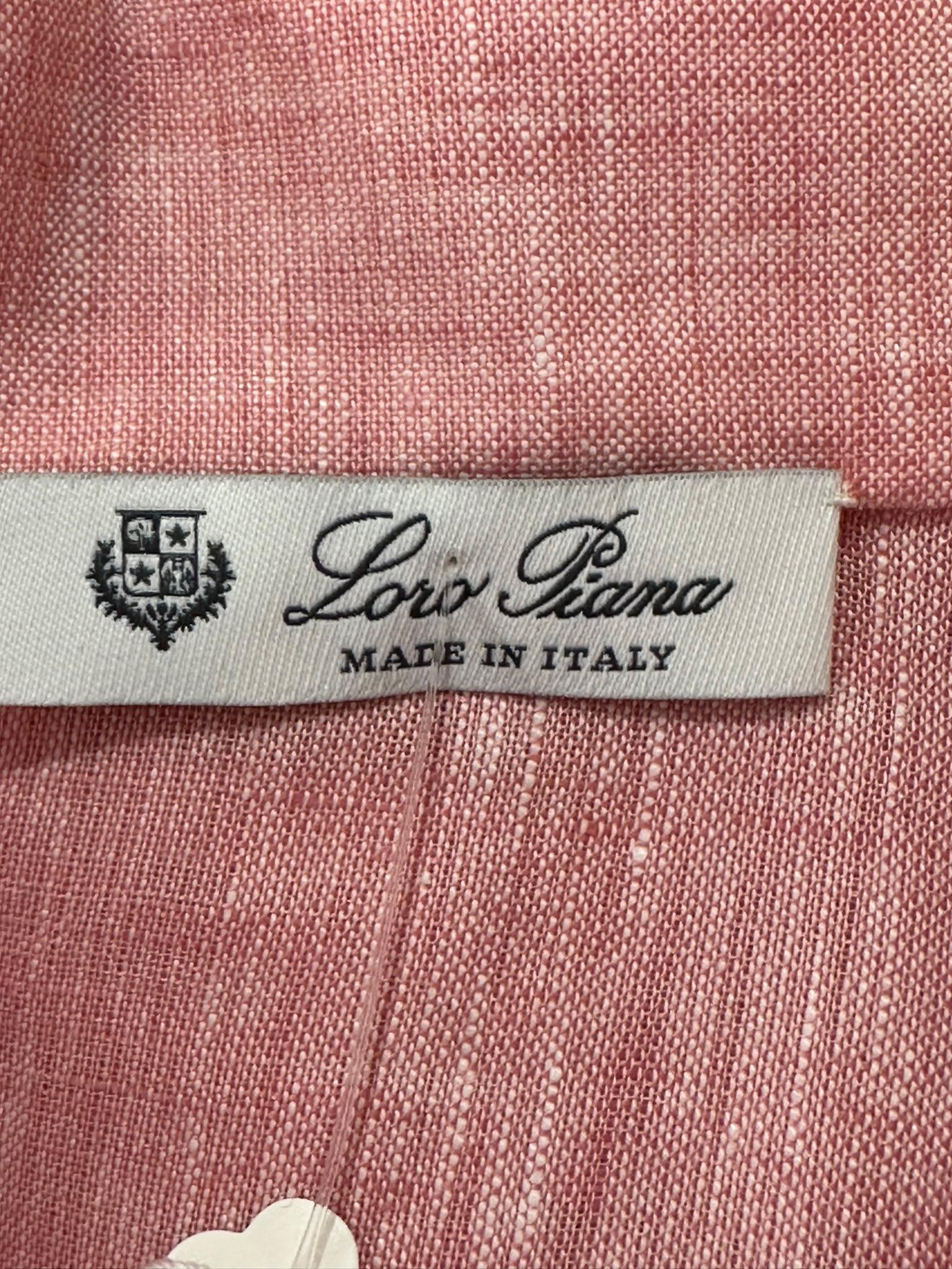 Loro Piana Sleeveless Pink Linen Chambray Button Placket Tent Dress W/ Pockets For Sale 9