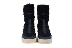 Loro Piana Snow Wander Ankle Boots Size 8.5 EU 41.5 Navy Blue Quilted Walk Tan
