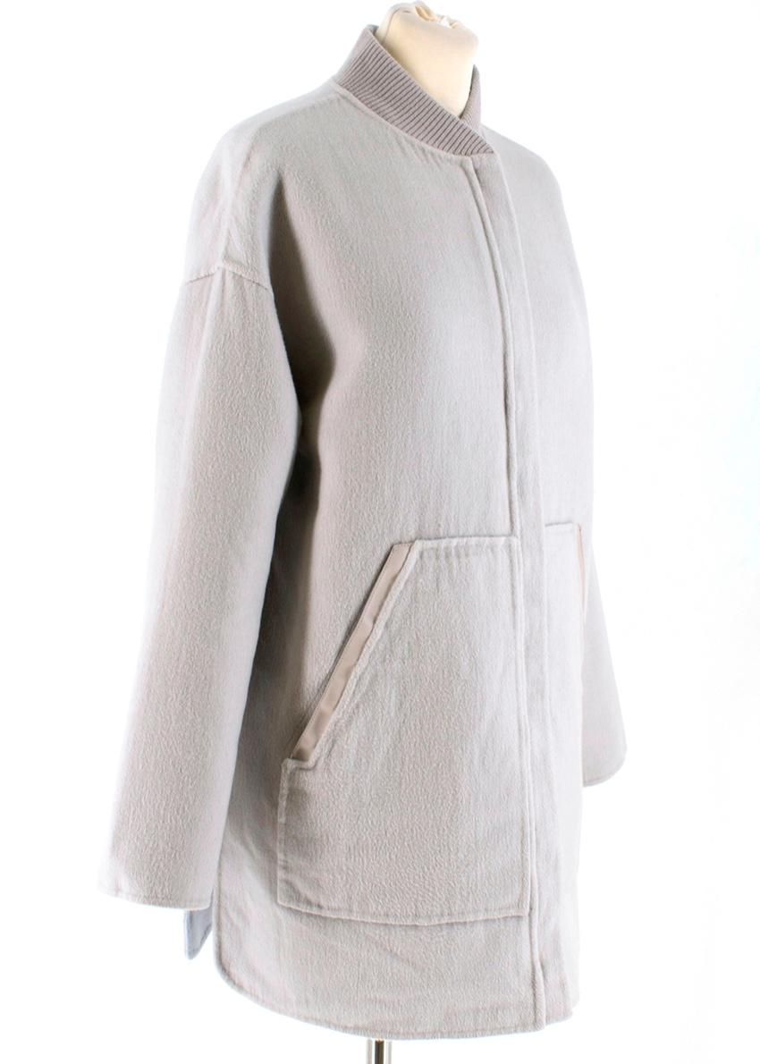  Loro Piana Stone/Light Blue Reversible Cashmere Jacket - Size US 6 1
