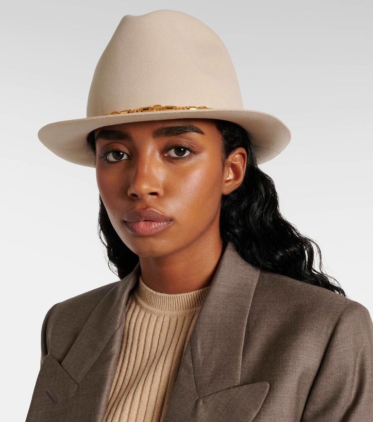 LORO PIANA stone rabbit felt 2024 MIRABLE CHAIN TRIM Hat S  display picture 2