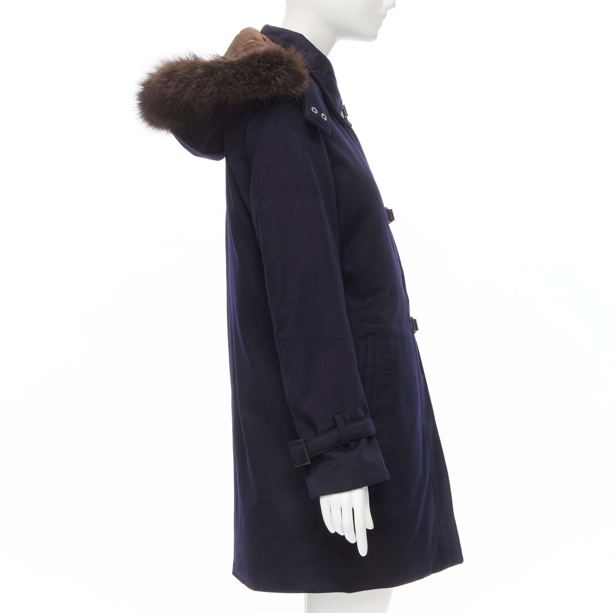 LORO PIANA Storm System 100% cashmere down padded fox fur hood coat IT42 M In Excellent Condition In Hong Kong, NT