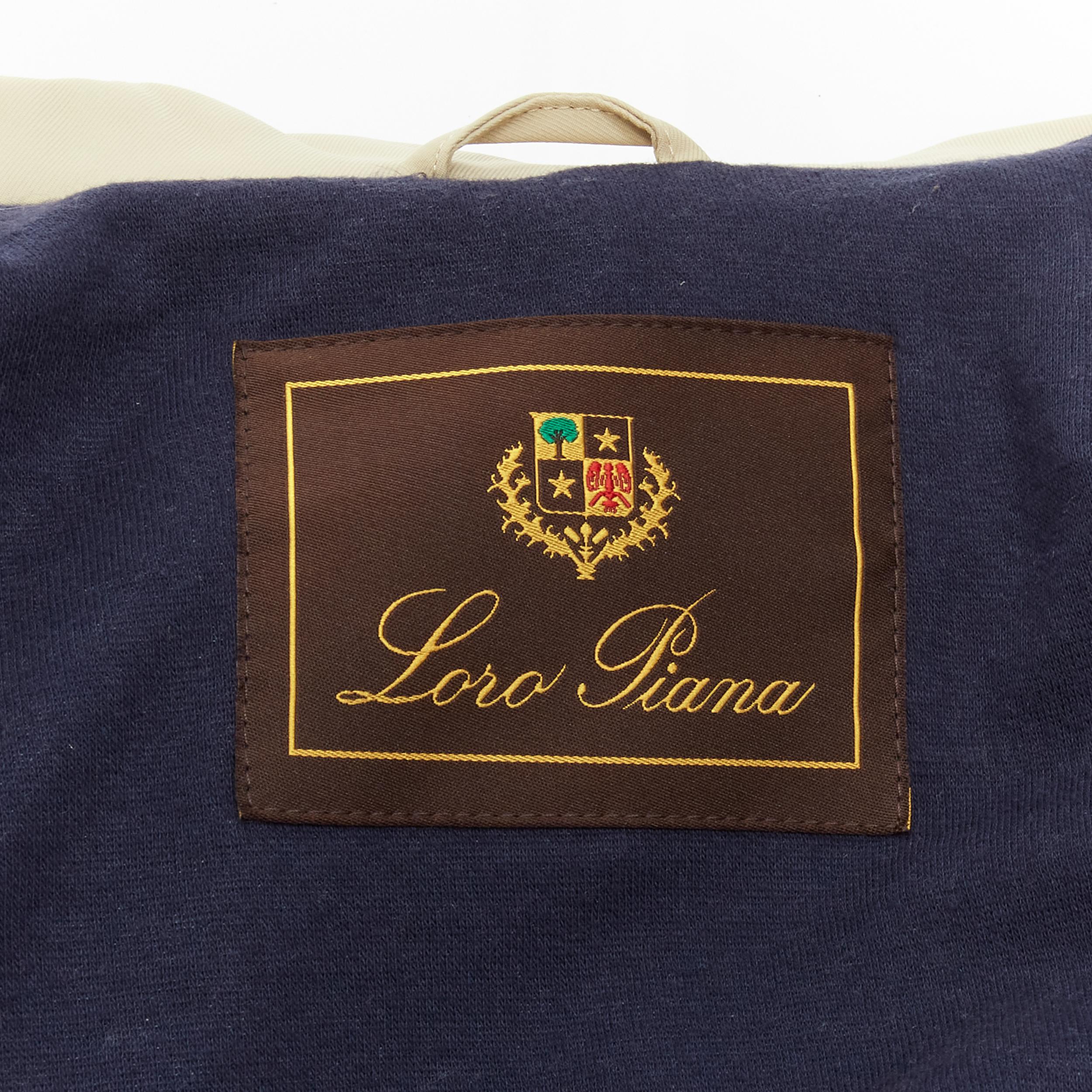 Loro Piana Storm System beige, cappotto longline in nylon con tasche minime S in vendita 6