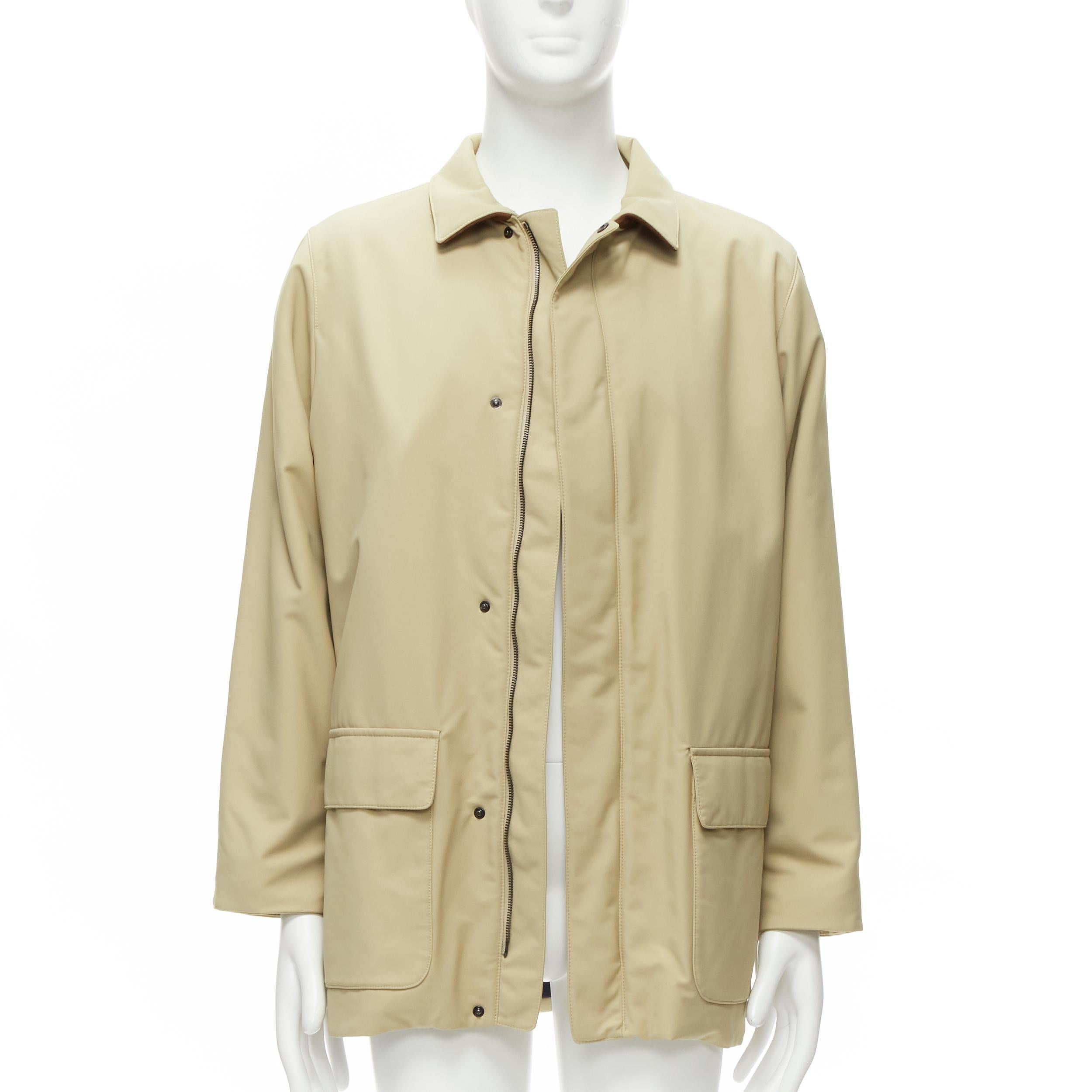 Beige Loro Piana Storm System beige, cappotto longline in nylon con tasche minime S in vendita