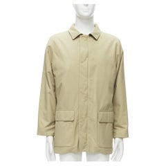 LORO PIANA Storm System beige nylon minimal pocketed longline coat S