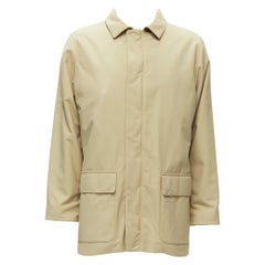 LORO PIANA Storm System beige nylon minimal pocketed longline coat S
