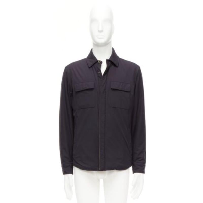 LORO PIANA Storm System black nylon grey cotton cashmere lined jacket S For Sale 5