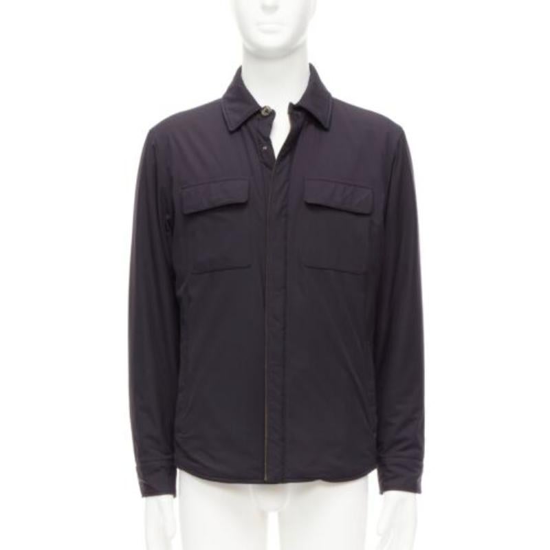 Black LORO PIANA Storm System black nylon grey cotton cashmere lined jacket S For Sale