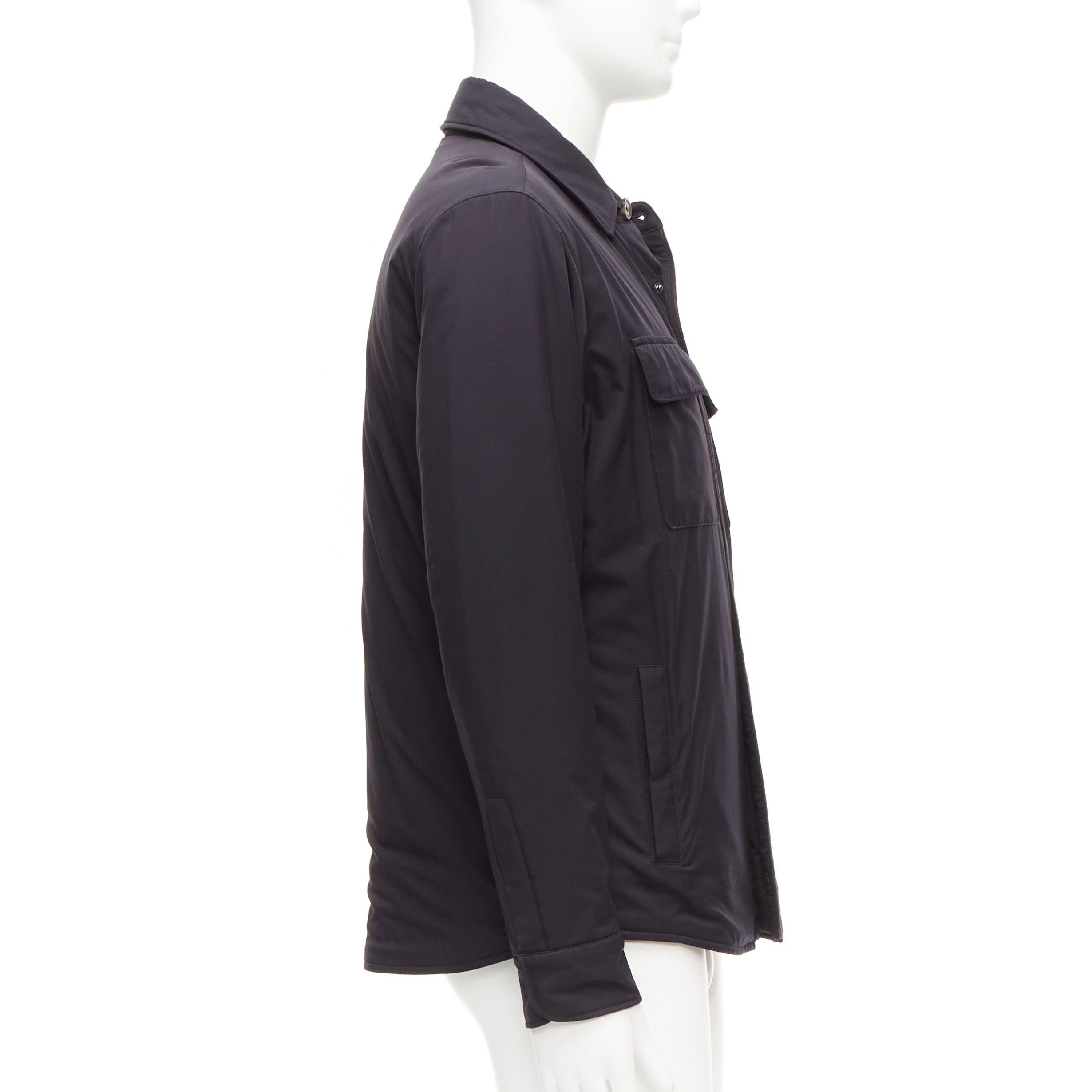 Men's LORO PIANA Storm System black nylon grey cotton cashmere lined jacket S For Sale