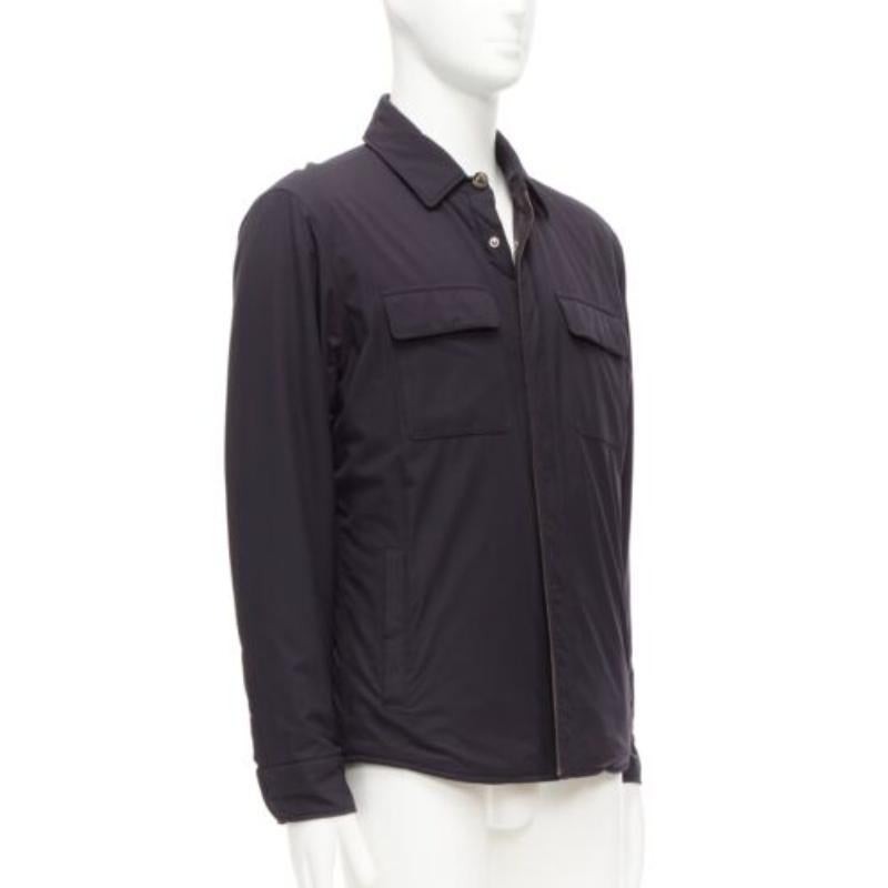 LORO PIANA Storm System black nylon grey cotton cashmere lined jacket S In Good Condition For Sale In Hong Kong, NT