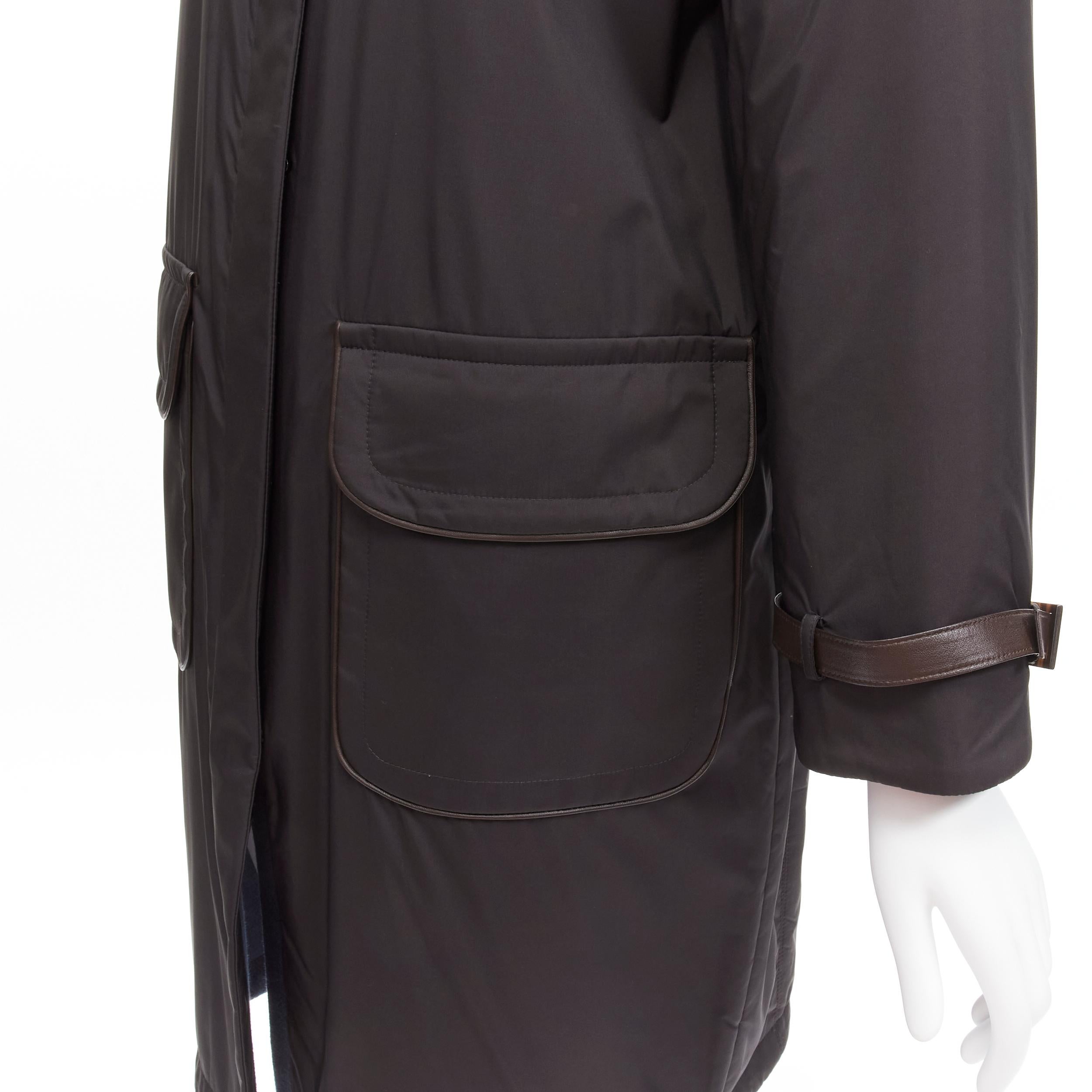 Loro Piana Storm System Giacca reversibile in lana cashmere rifinita in pelle IT46 XL in vendita 7