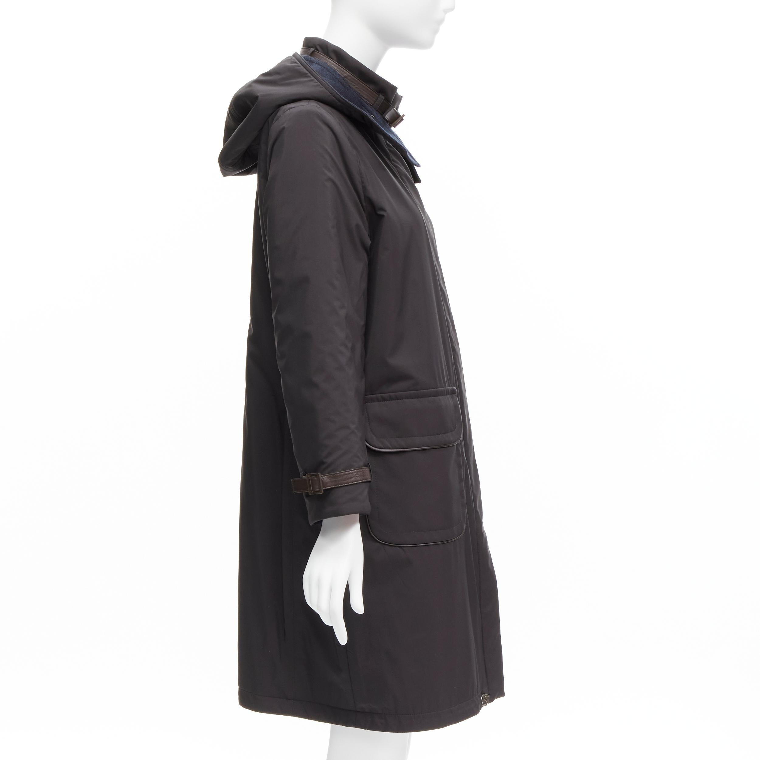 Donna Loro Piana Storm System Giacca reversibile in lana cashmere rifinita in pelle IT46 XL in vendita