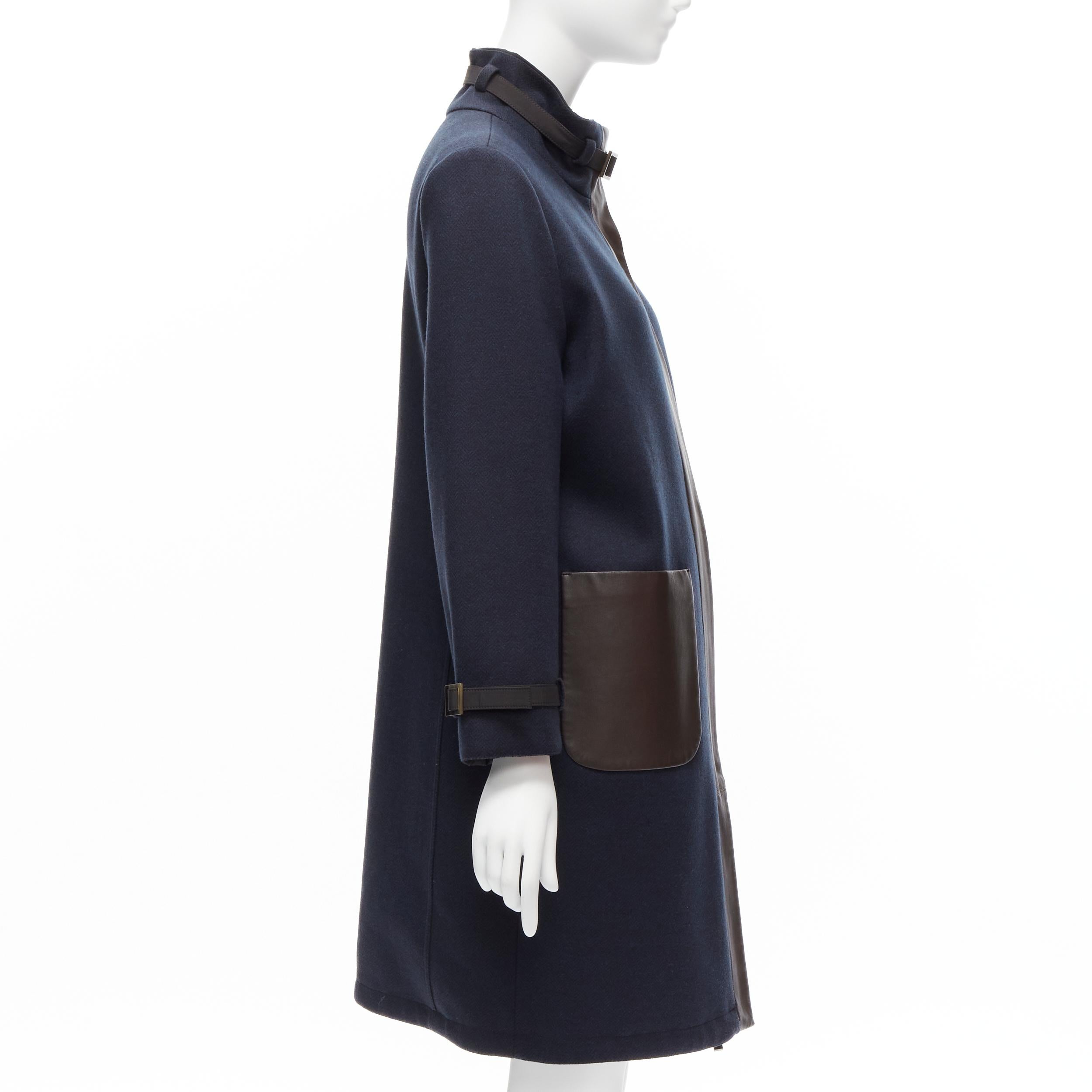 Loro Piana Storm System Giacca reversibile in lana cashmere rifinita in pelle IT46 XL in vendita 1