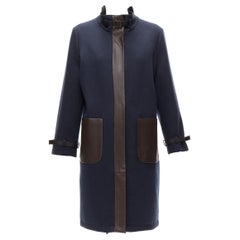 LORO PIANA Storm System Wendbare Jacke aus Kaschmirwolle mit Lederbesatz IT46 XL