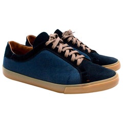 Loro Piana Suede & Canvas Navy Trainers - Size EU 42