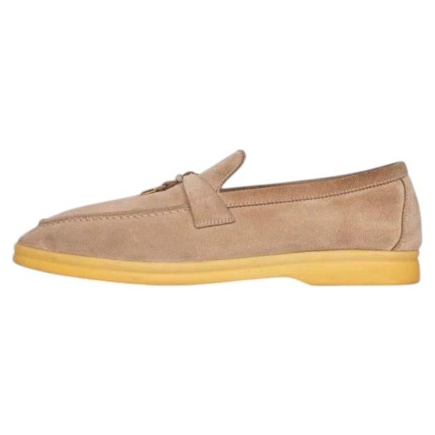 Loro Piana Summer Charms Walk Beige Suede Loafers Sz. 40