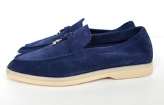Loro Piana Summer Charms Walk Loafers Navy
