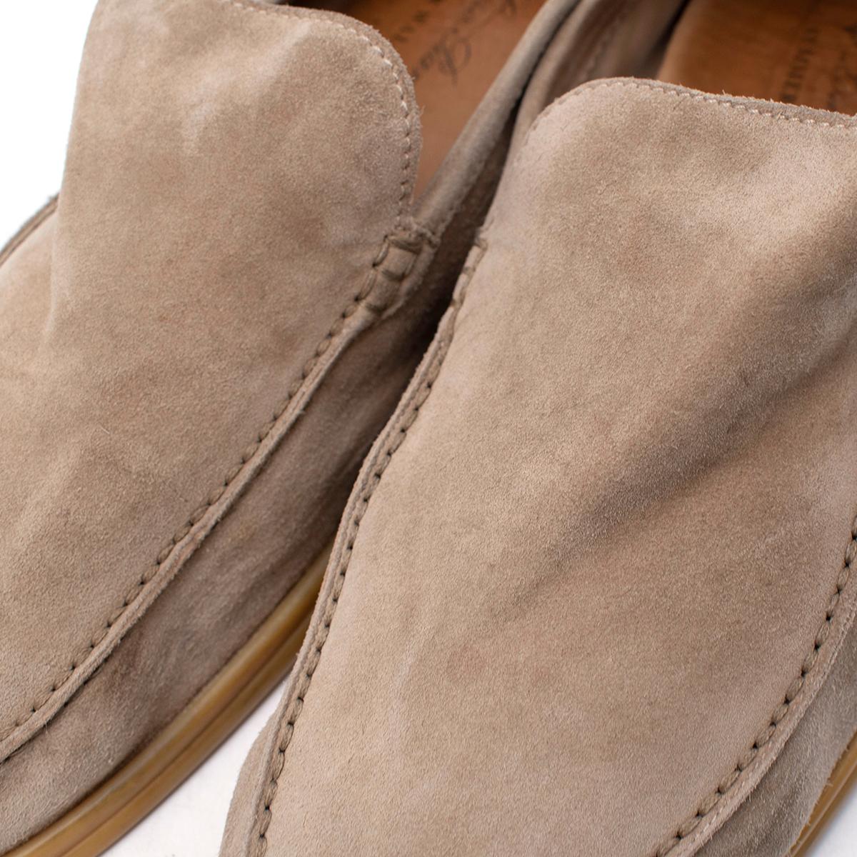 Loro Piana Summer Walk Beige Suede Loafers - Size US10.5 Mens In Excellent Condition For Sale In London, GB