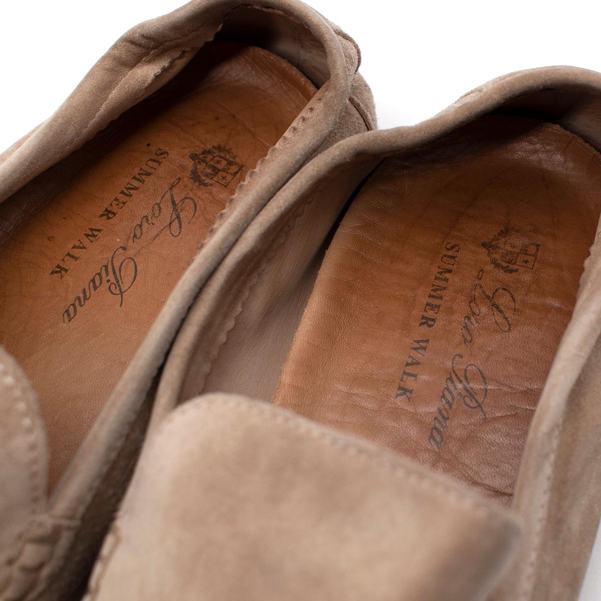 Men's Loro Piana Summer Walk Beige Suede Loafers - Size US10.5 Mens For Sale