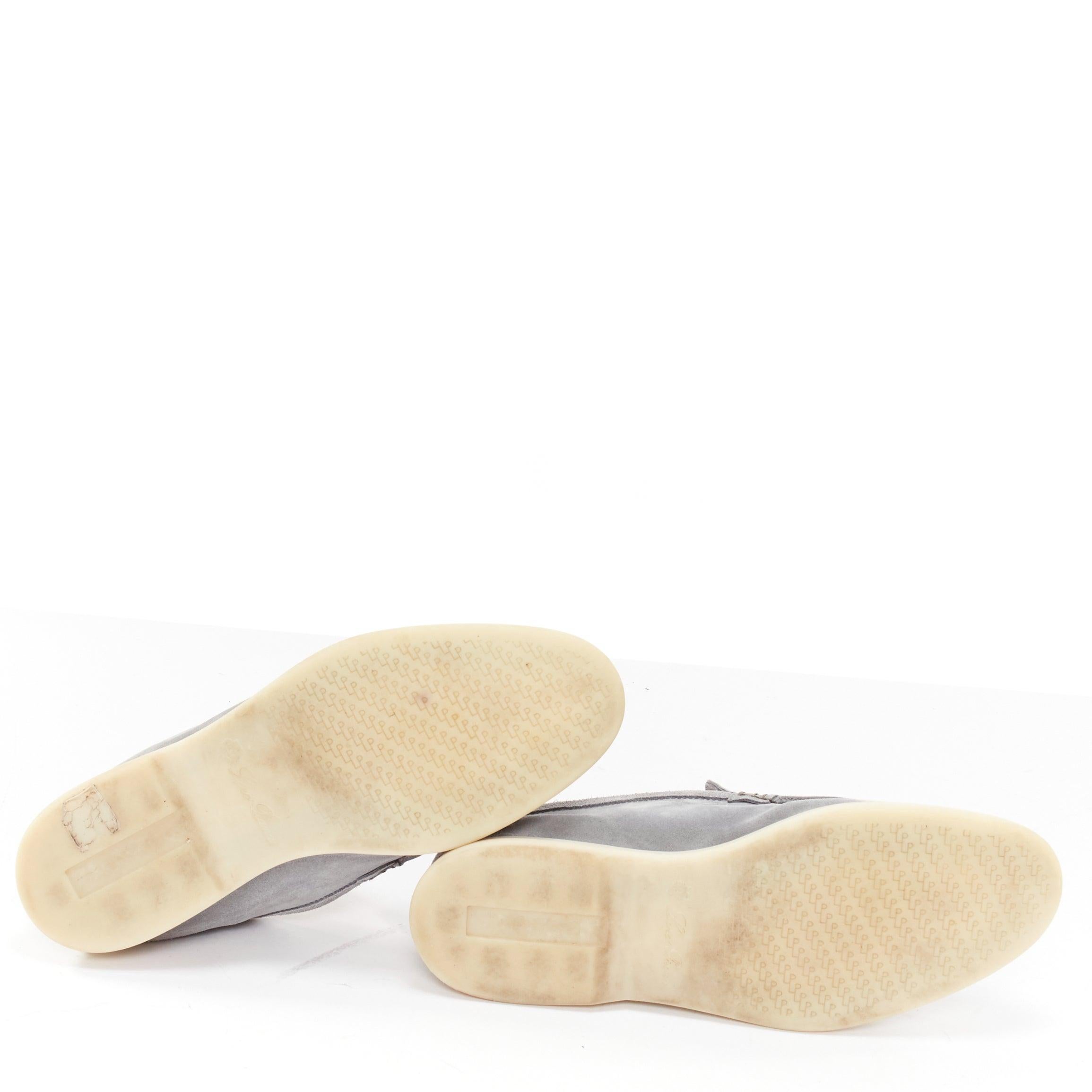 LORO PIANA Summer Walk grey suede cream rubber midsole loafers EU41 7