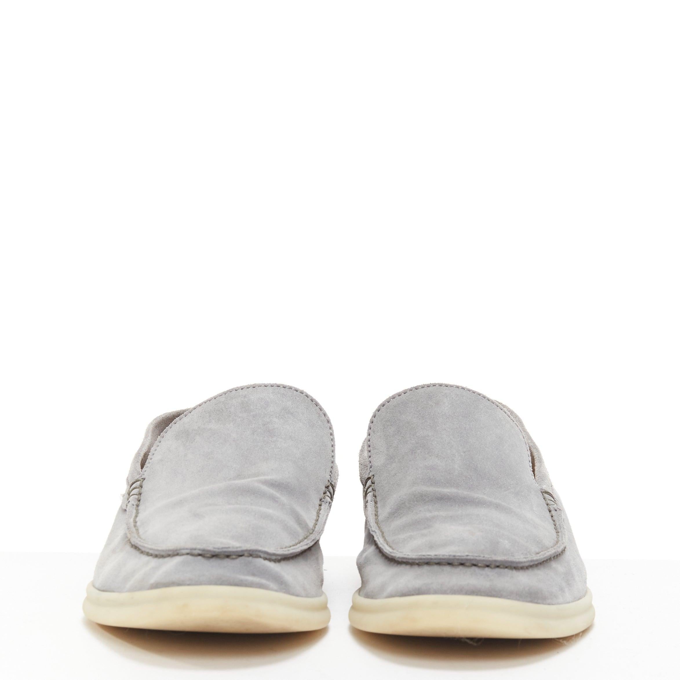 LORO PIANA Summer Walk grey suede cream rubber midsole loafers EU41 In Fair Condition In Hong Kong, NT