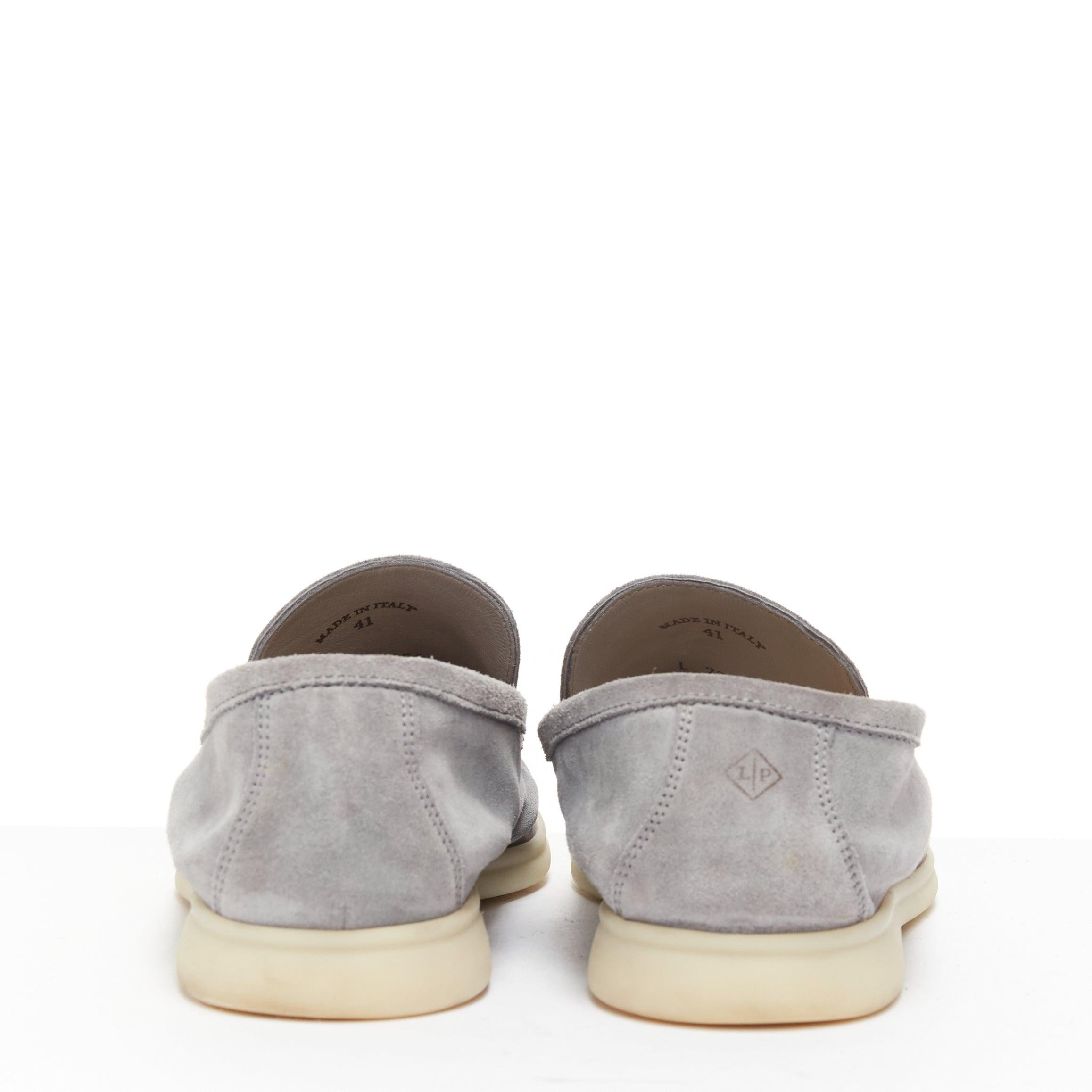 LORO PIANA Summer Walk grey suede cream rubber midsole loafers EU41 1