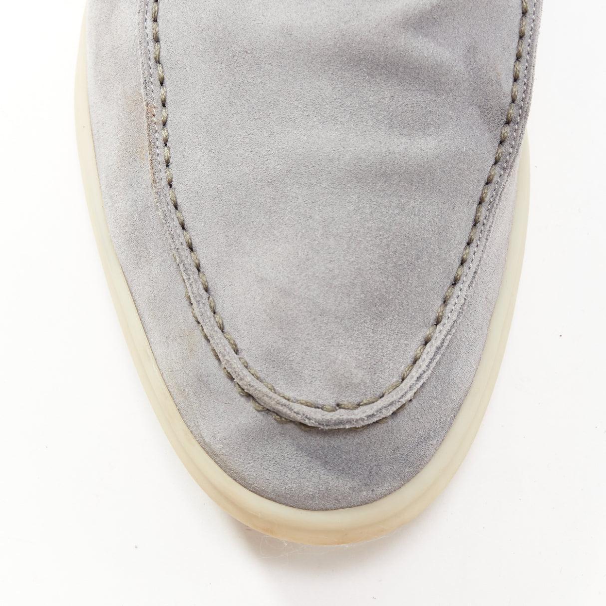 LORO PIANA Summer Walk grey suede cream rubber midsole loafers EU41 2