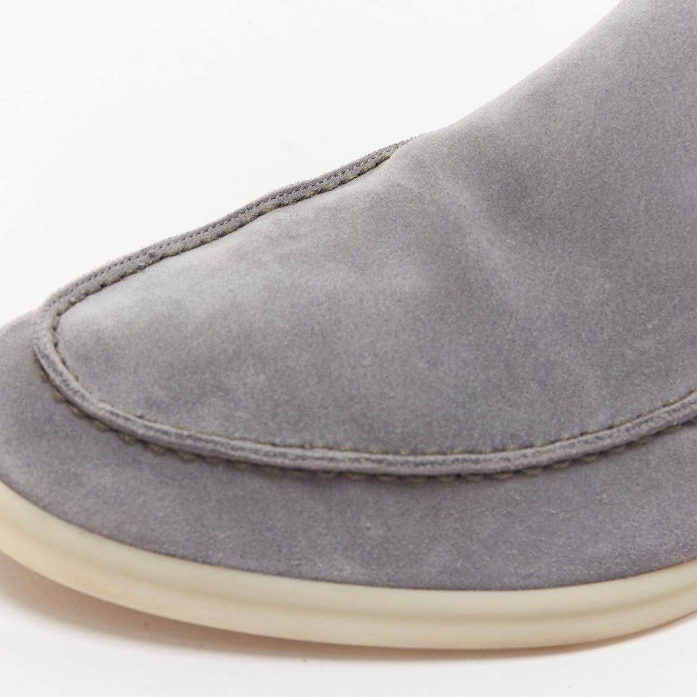 LORO PIANA Summer Walk grey suede cream rubber midsole loafers EU41 3