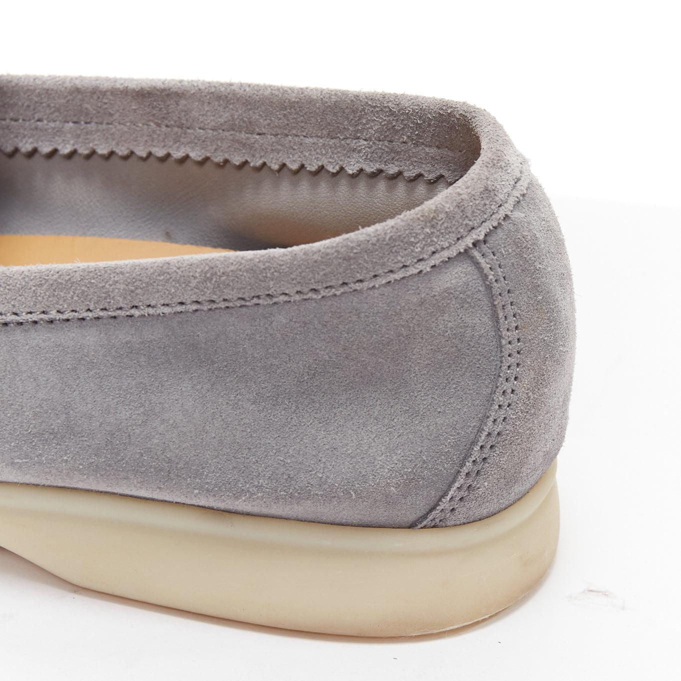 LORO PIANA Summer Walk grey suede cream rubber midsole loafers EU41 4