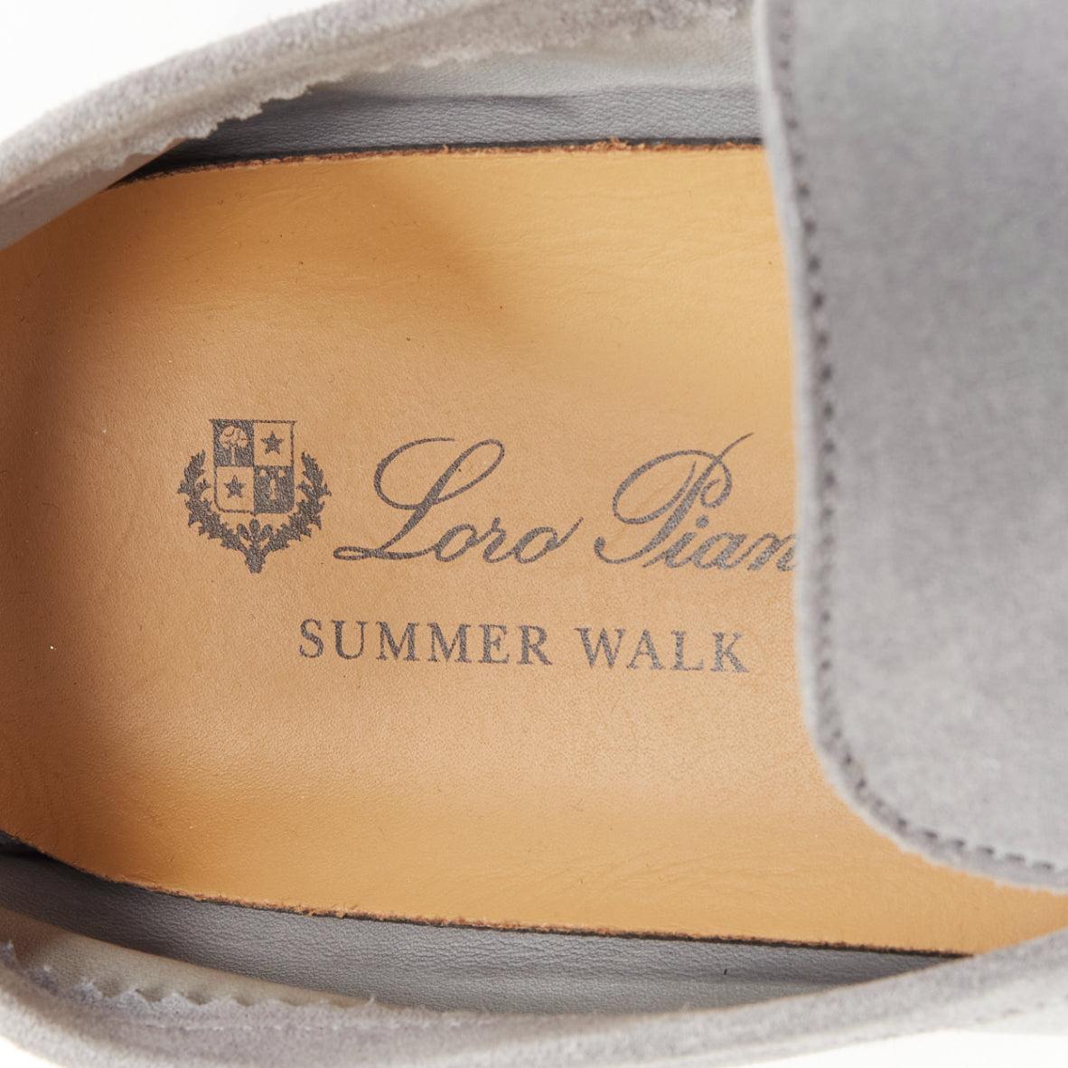 LORO PIANA Summer Walk grey suede cream rubber midsole loafers EU41 5