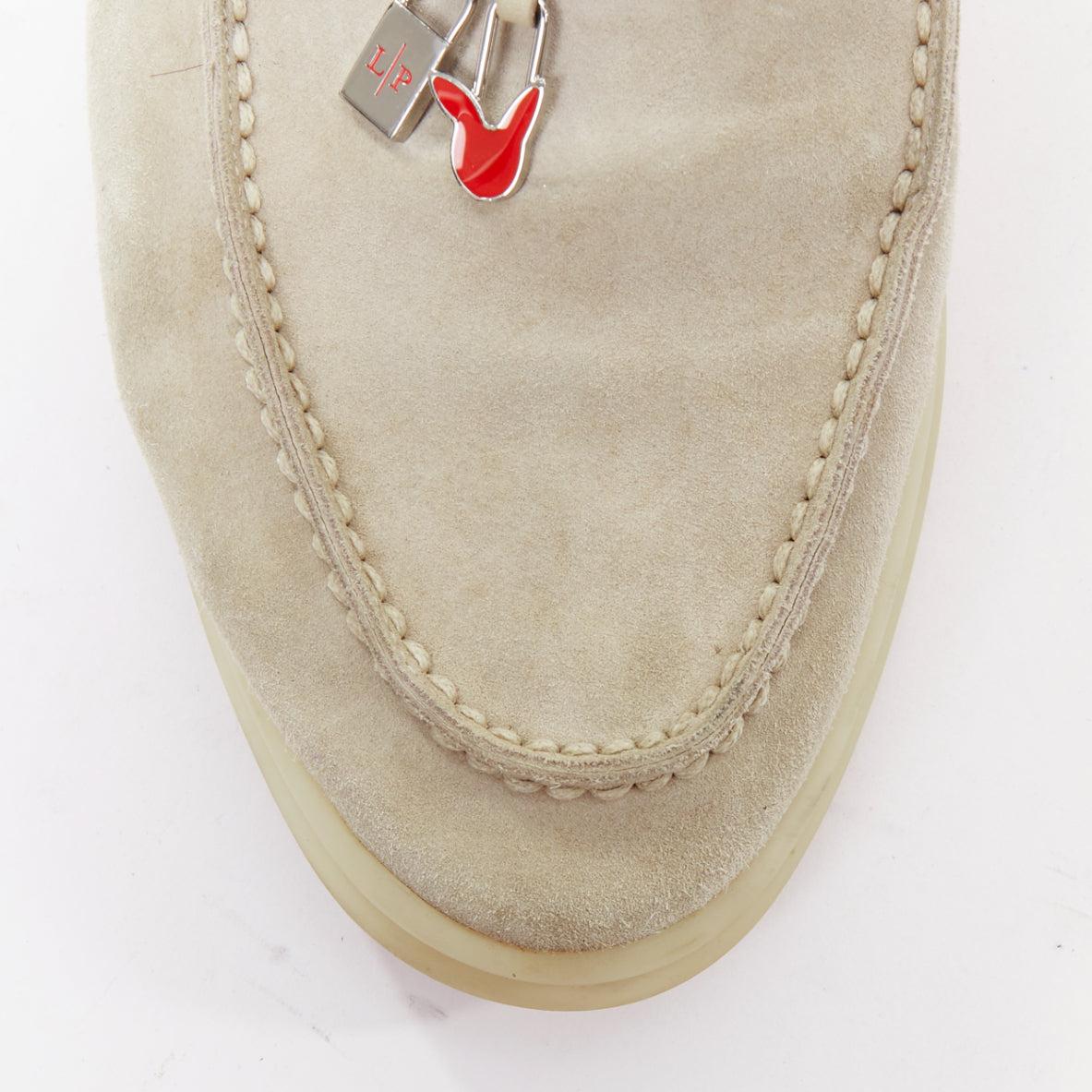 LORO PIANA Summerwalk Chamslofer sand Wildleder Kaninchen Anhänger loafers EU37 im Angebot 1