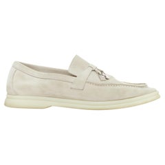 LORO PIANA Summerwalk Chamslofer sand Wildleder Kaninchen Anhänger loafers EU37