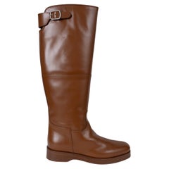 LORO PIANA pelle marrone marrone LUPO RIDING Stivali Scarpe 38