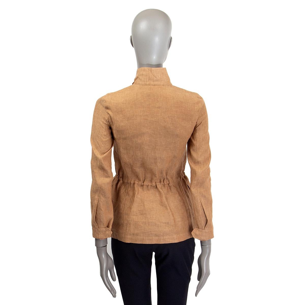 LORO PIANA Hellbraune Leinen-SAFARI-Jacke 36 XXS im Zustand „Hervorragend“ in Zürich, CH