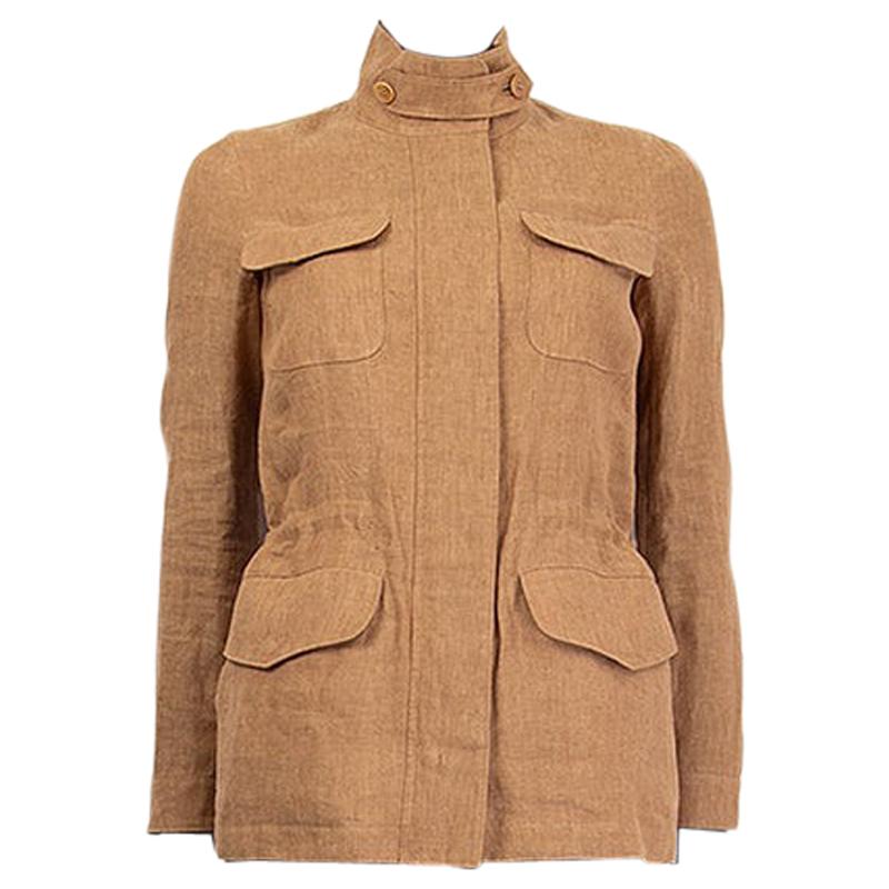 LORO PIANA tan brown linen SAFARI Jacket 36 XXS