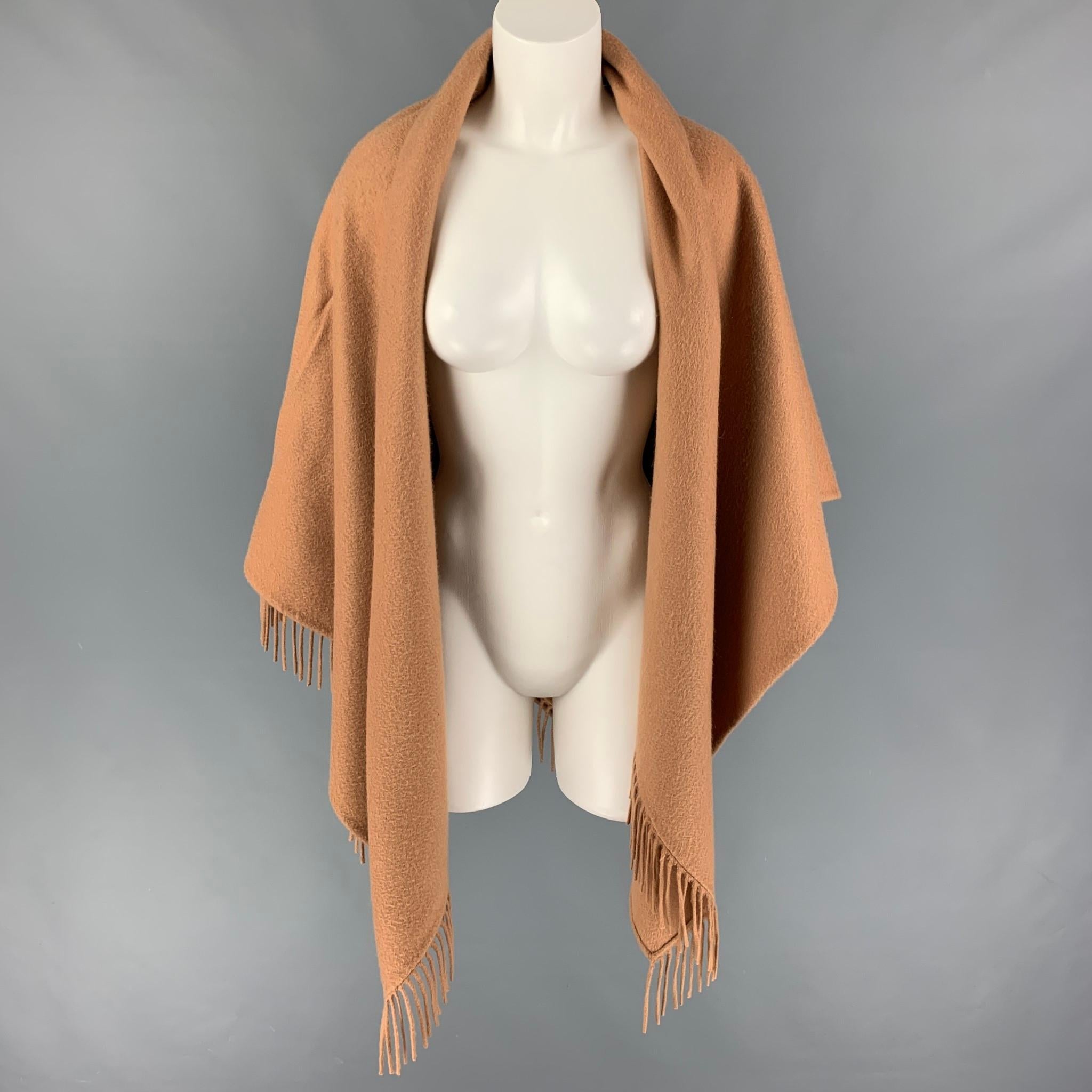 LORO PIANA Tan Cashmere Fringe Scarf