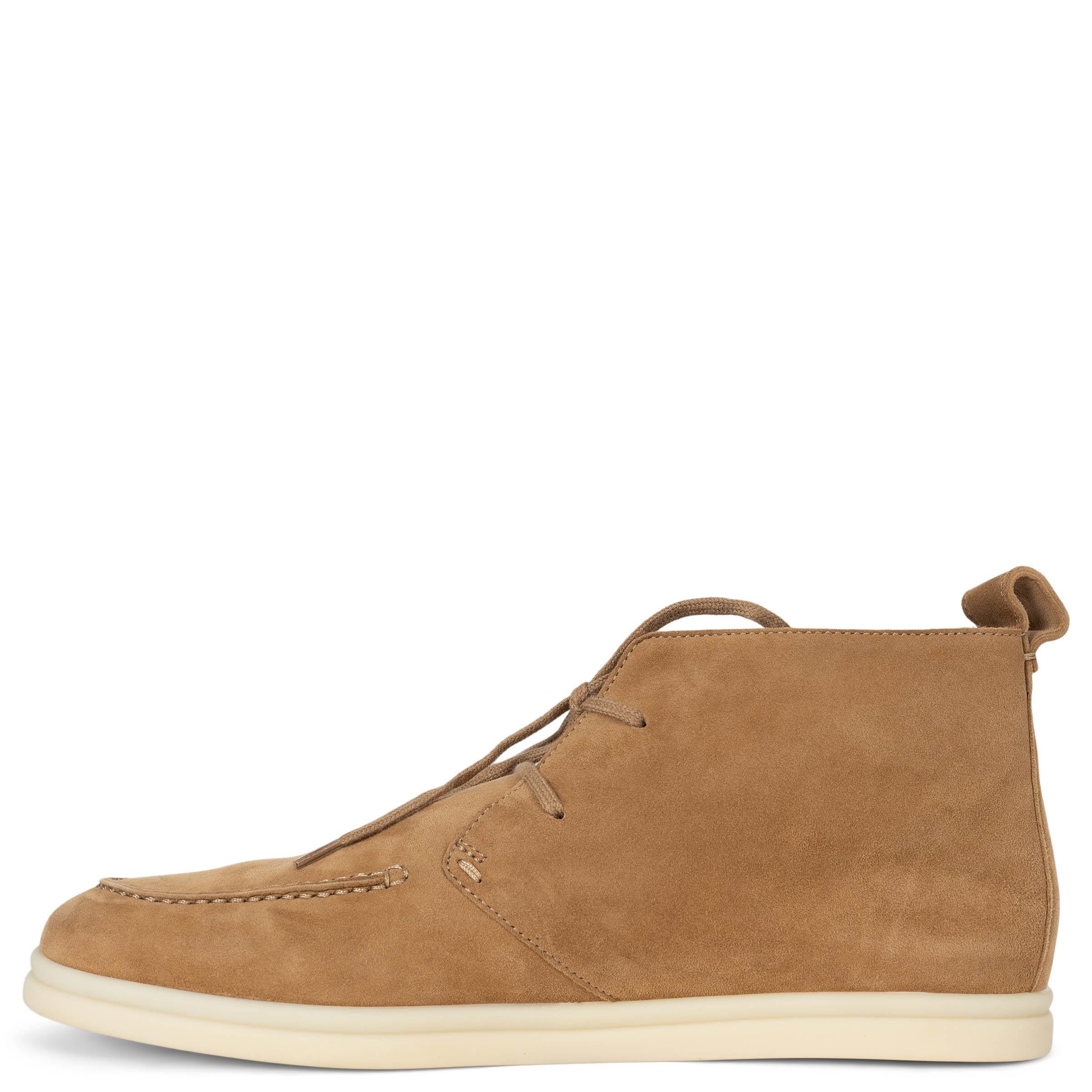 Brown LORO PIANA tan suede NAMIB WALK Ankle Boots Shoes 38.5 For Sale