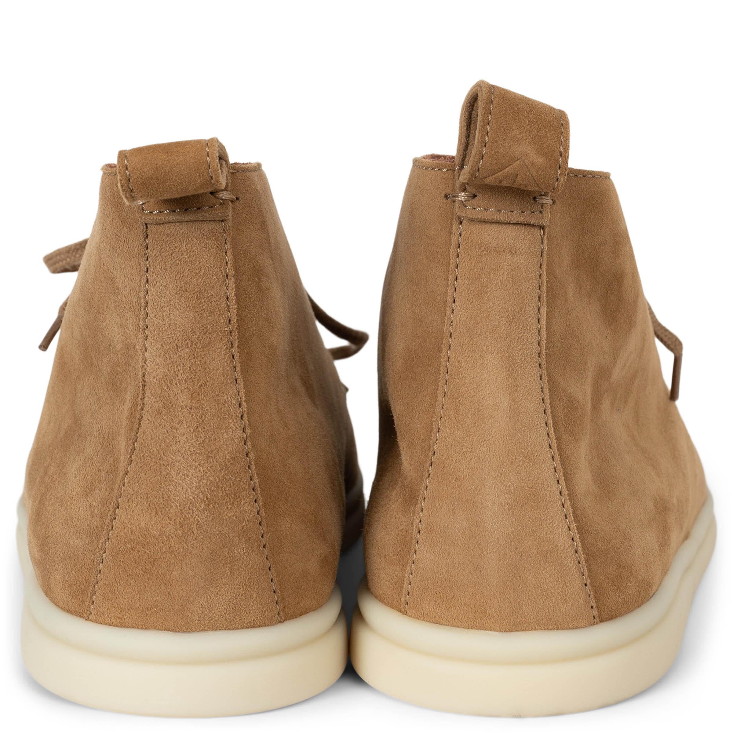 LORO PIANA tan suede NAMIB WALK Ankle Boots Shoes 38.5 In Excellent Condition For Sale In Zürich, CH