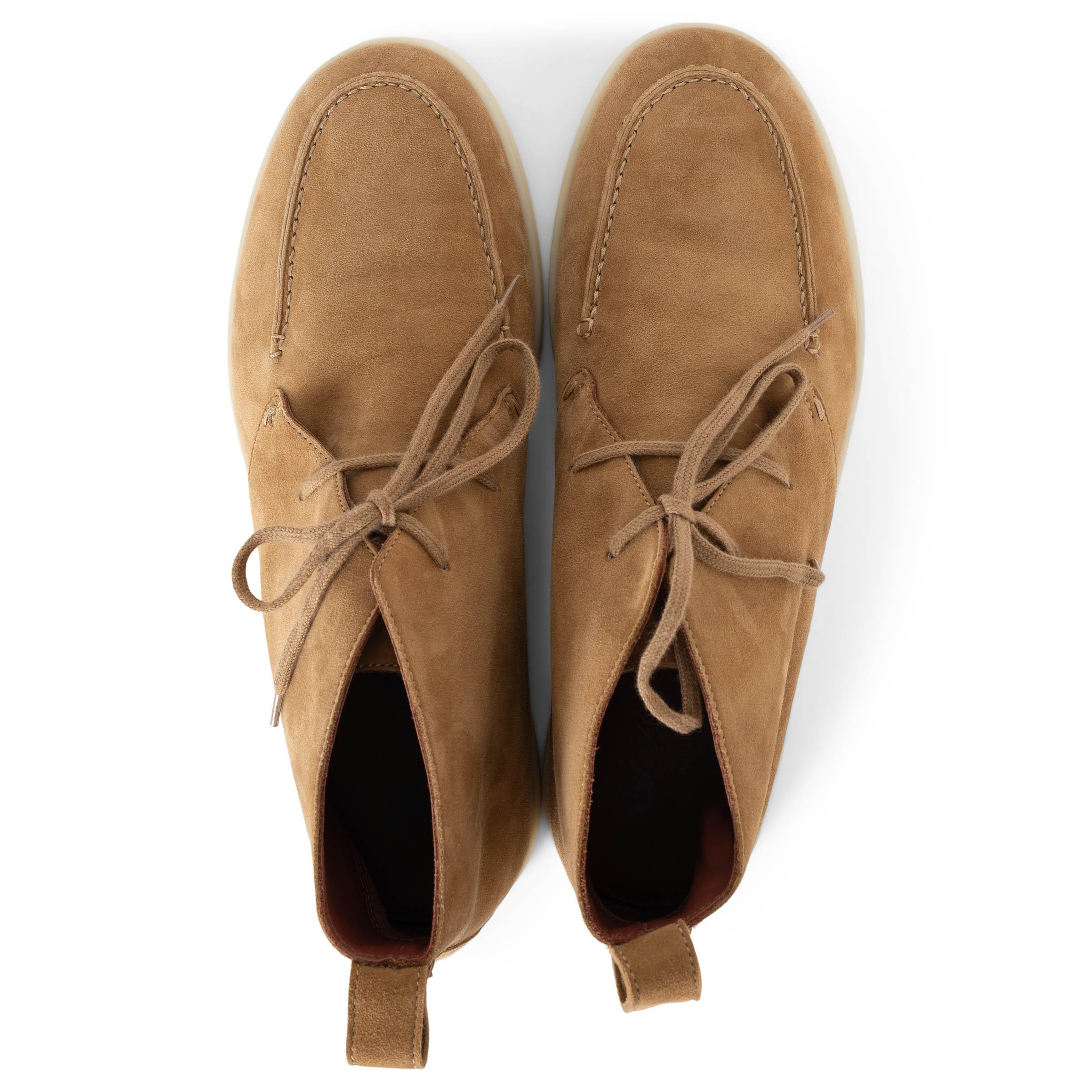 Women's LORO PIANA tan suede NAMIB WALK Ankle Boots Shoes 38.5 For Sale