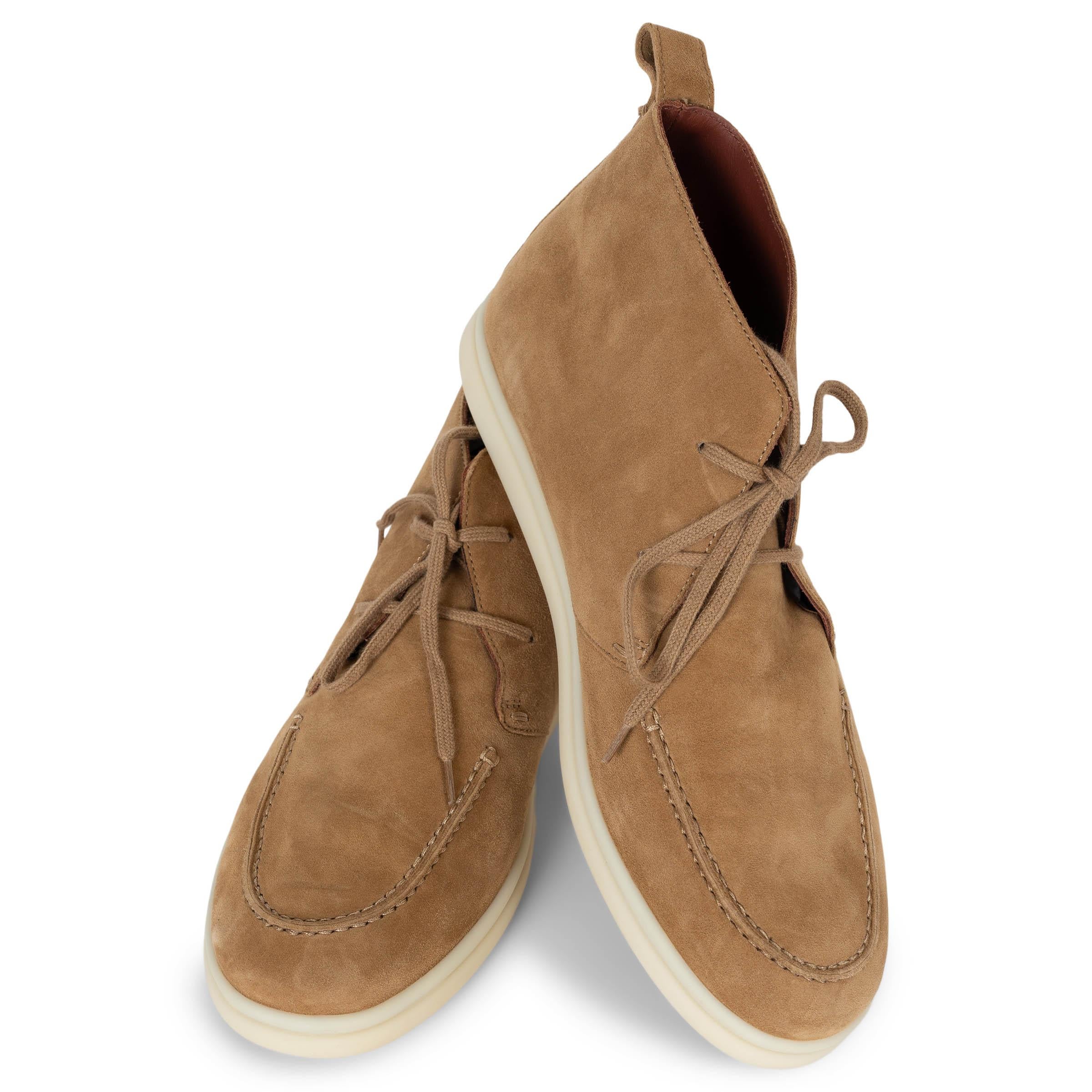 LORO PIANA tan suede NAMIB WALK Ankle Boots Shoes 38.5 For Sale 1