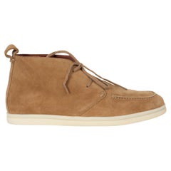 LORO PIANA tan suede NAMIB WALK Ankle Boots Shoes 38.5