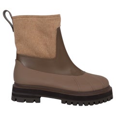 LORO PIANA taupe cashmere & leather 2020 REGENT Boots Shoes 39